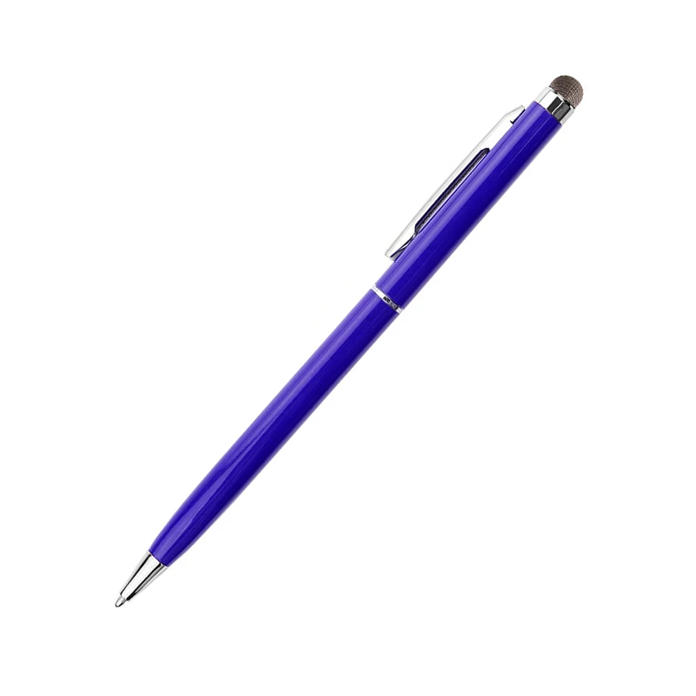 2 In 1 Mini Metal Capacitive Touch Screen Microfiber Stylus With Roller Ballpoint Pen For Apple iPad iPhone: Navy Blue / Blue