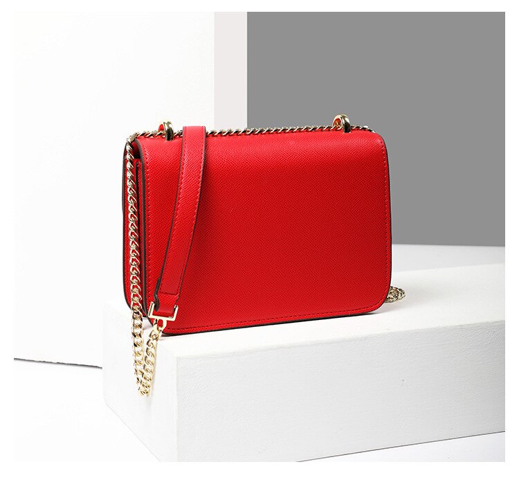 Vrouwen Metalen Gesp Handtas Mini Flap Orgel Zak Ol Crossbody Bag Schoudertas Kantoor Dagelijks: red with chain