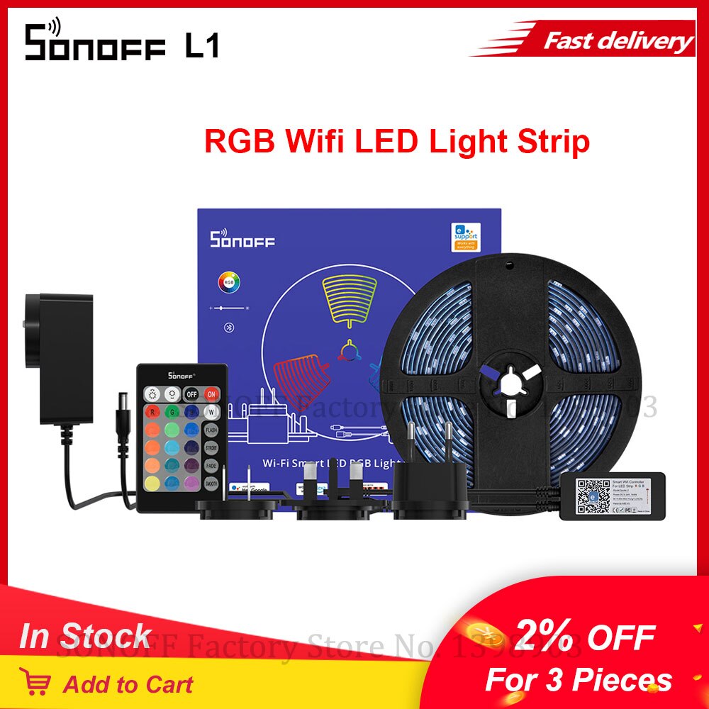 Sonoff L1/ L2 Wifi Smart Led Light Strip 2M/ 5M 5050 Rgb Led Strip Wifi Controller dimbare Licht Backlight Flexibele Streep Lamp