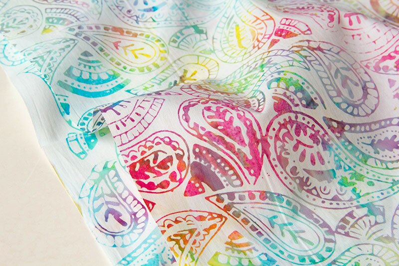 50cm*110cm DIY Patchwork Bali wax printing Batik Fabrics Tonga Batik Border Buttercream Folksy Paisley Satin Fabric