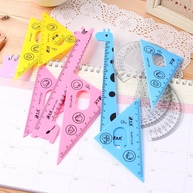 cute colorful Animal ruler set 4 style Triangle plate straightedge rulers a set super kawaii school student