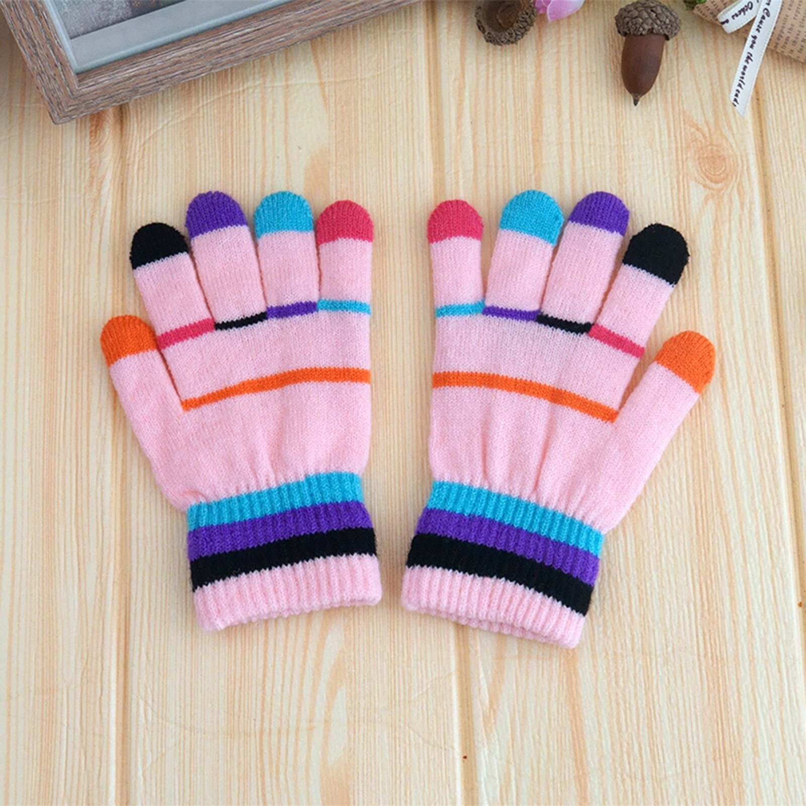 Spleißen Farbe Kaschmir Gestrickte Handschuhe freundlicher freundlicher Winter Warme Hand Handschuhe Touchscreen Volle Finger Handschuhe Guantes Invierno