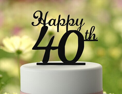 40 50 60 70 80 Acrylic Cake Topper Black Happy Birthday Cake Flags Festival for Birthday Party cake Decor with: 40