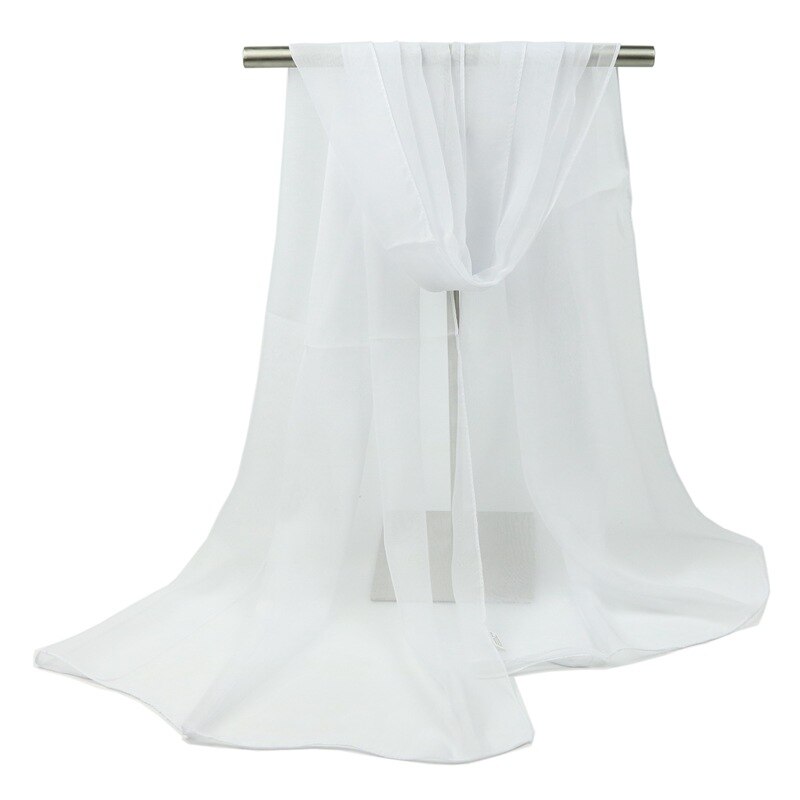 150*90cm solide hvite kvinner vanlig boble chiffon skjerf hijab wrap printe solide sjal strand utendørs store silke skjerf sjal kvinne