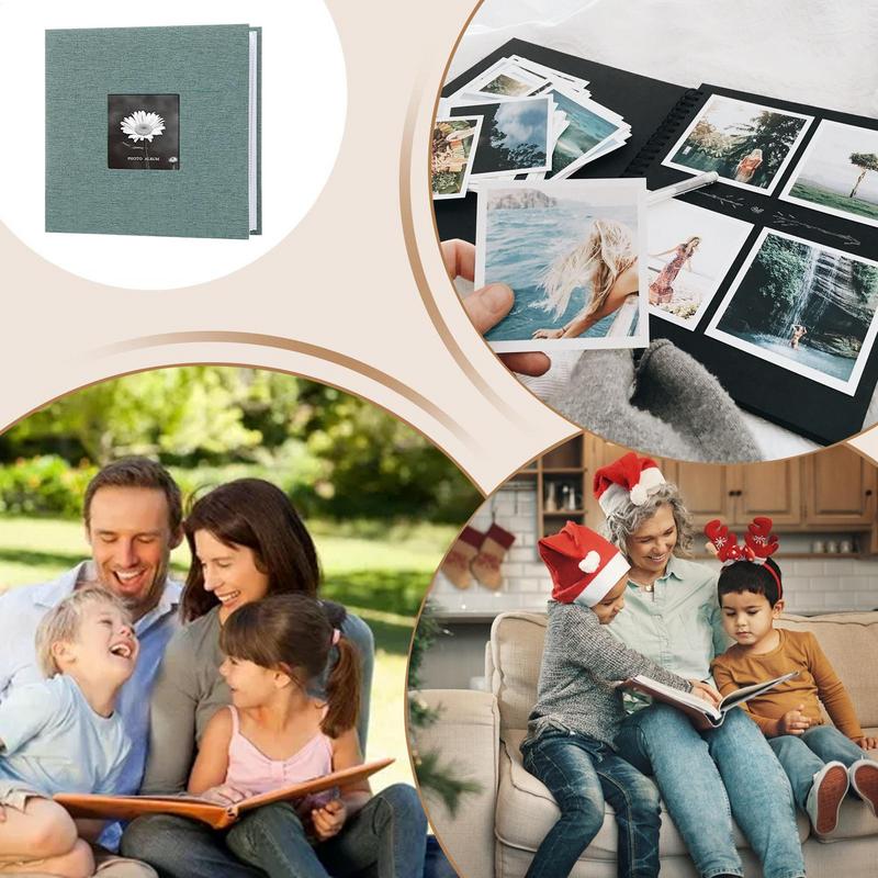 album na zdjęcia 200 kieszeni album na zdjęcia Książka Lniana oprawa w twardej oprawie album o dużej pojemności z przednim okienkiem dla rodziny ślubnej