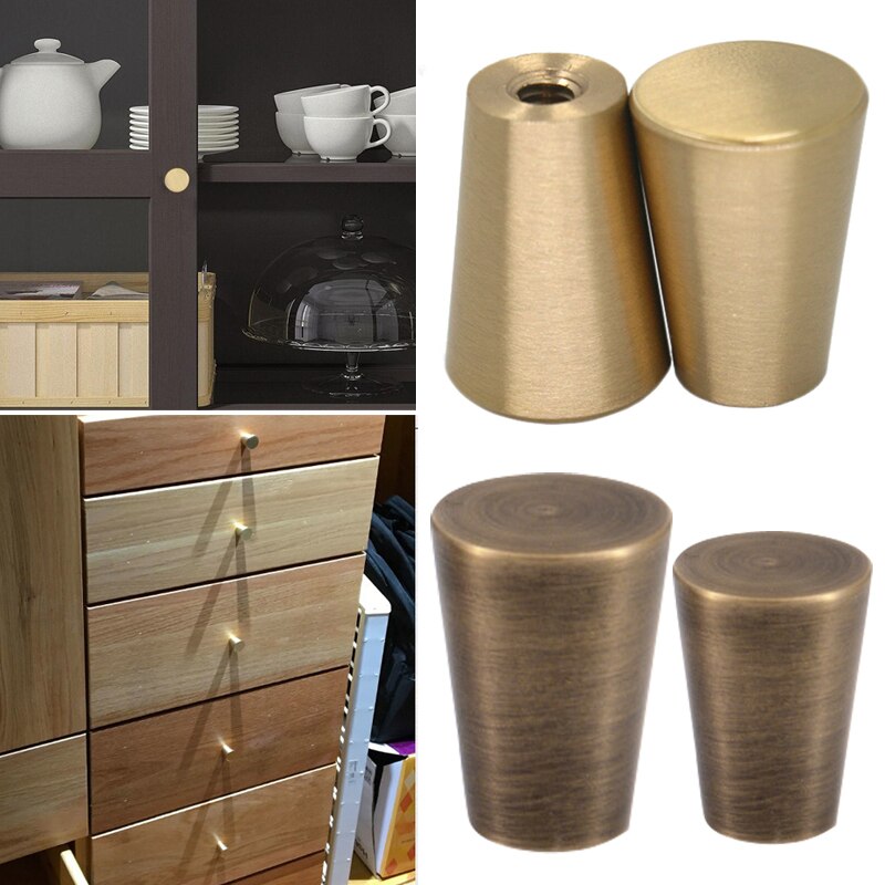 Moden Stijl Kegelvorm Effen Zinklegering Borstel Nikkel Koper Matte Zwarte Kleur Kast Knoppen Lade Handvat Dresser Pull S-M