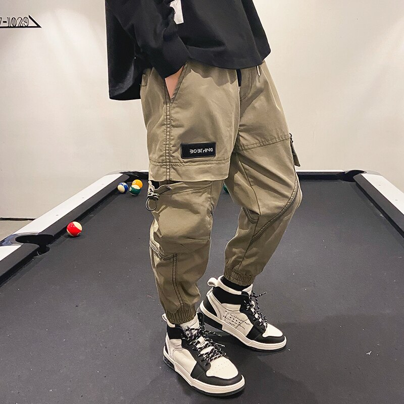 2021 pantaloni Cargo neri ragazzi autunno Harem Pant Streetwear Harajuku Jogger pantaloni della tuta pantaloni abbigliamento per bambini per ragazzi da 10 a 12 anni