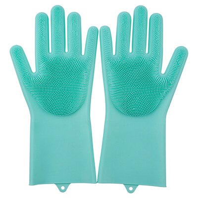 2 Stks/paar Siliconen Afwassen Handschoenen Magic Kitchen Cleaning Handschoenen Huishouden Hittebestendige Rubber Handschoenen Voor Koken En Schoon: green