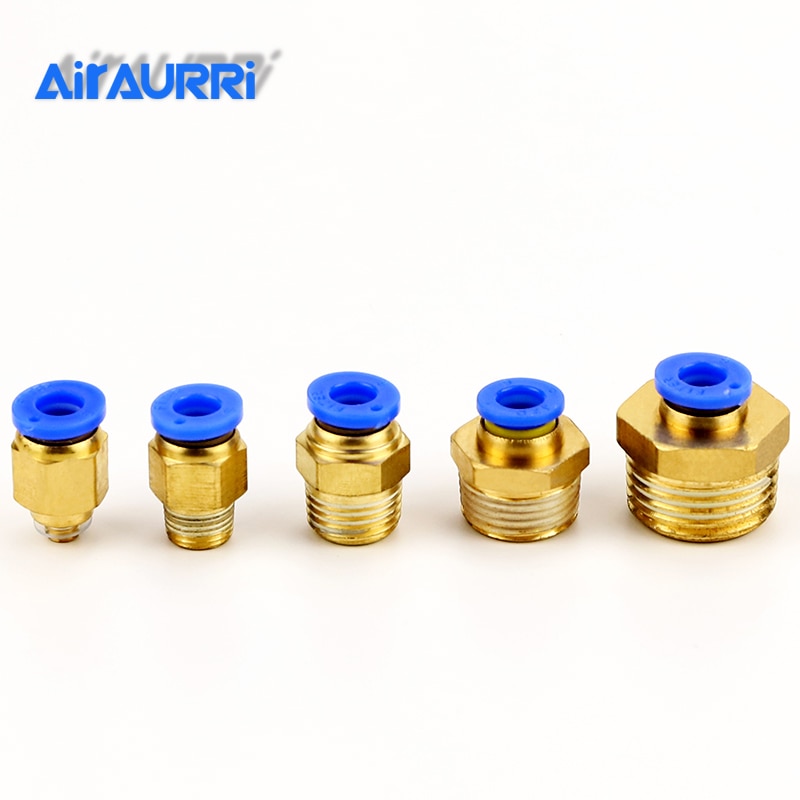 Air Pneumatic PC Fitting 10mm 8mm 6mm 4mm Hose Tube 1/4"BSP 1/2" 1/8" 3/8" Male Thread Pipe Connector Quick Coupling Brass
