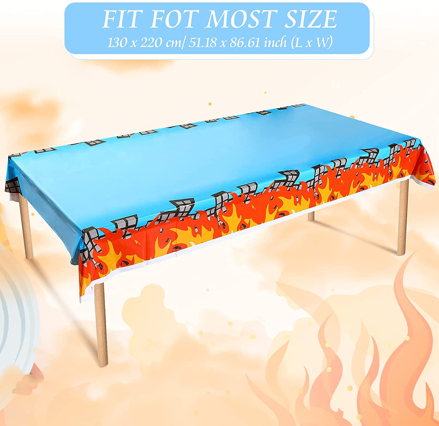 1pc 52*86 &#39;&#39;Feuer Lkw Tischdecke Feuerwehrmann Tischdecke Feuer Tabelle Einstellung Kunststoff Feuerwehrmann Tisch Abdeckung für Feuer partei Liefert