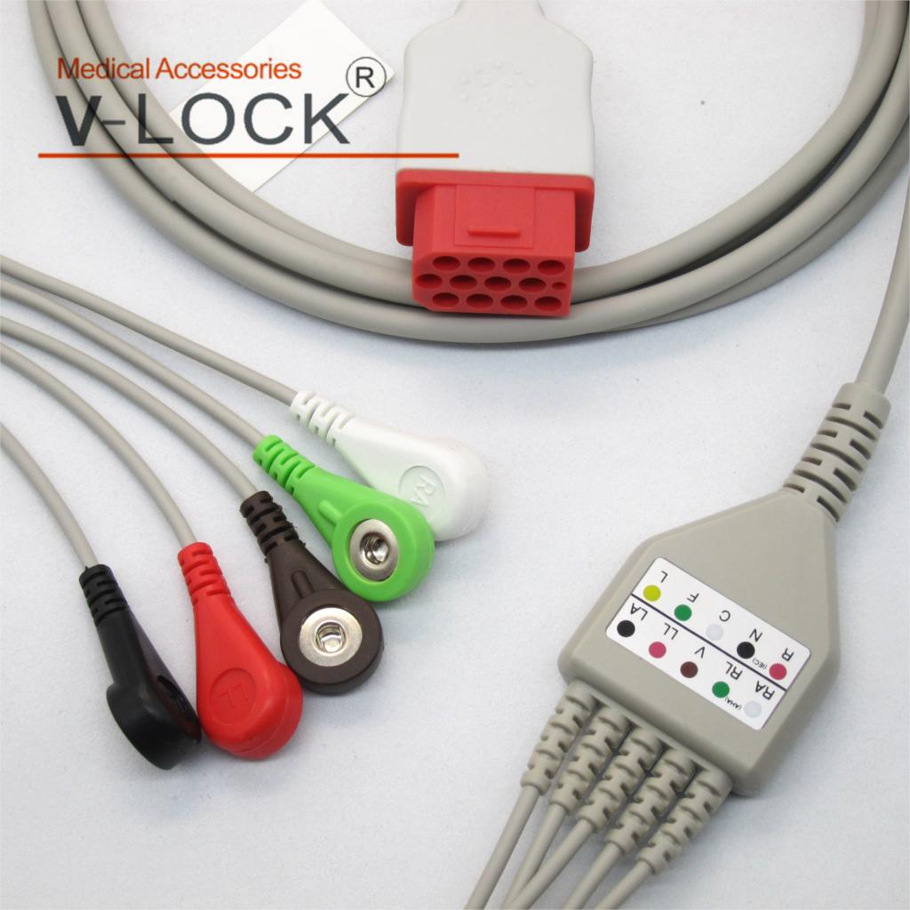 Cable ECG de una sola pieza con 5 cables, clip para monitor de paciente Biomet BM7