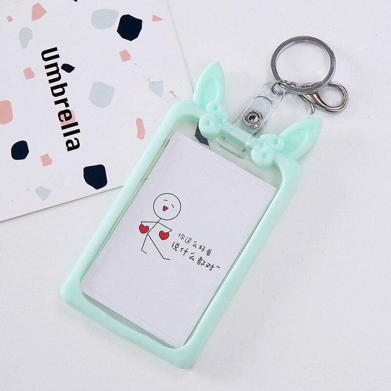 Creatieve Boog Siliconen ID Kaarthouder Sleutelhanger Vrouwen Anti-val Naam Badge Paspoort Cover Student Leuke Kat Oor Card case Houders: YELLOW