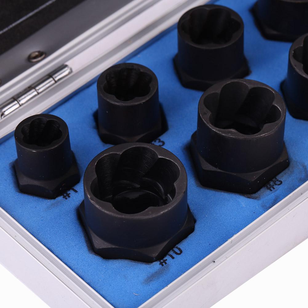 10pcs 9-19mm Screw Remover Tools Damaged Nut Bolt Remover Kit Stud Extractor Broken Bolt Screw Remover Hand Tools Set Kit