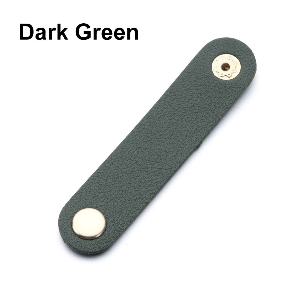 Cable Organizer Leather Wire Binding Data Cable Tie Management Bobbin Winder Marker Holder Tape Lead Straps Cord Holder: Dark Green