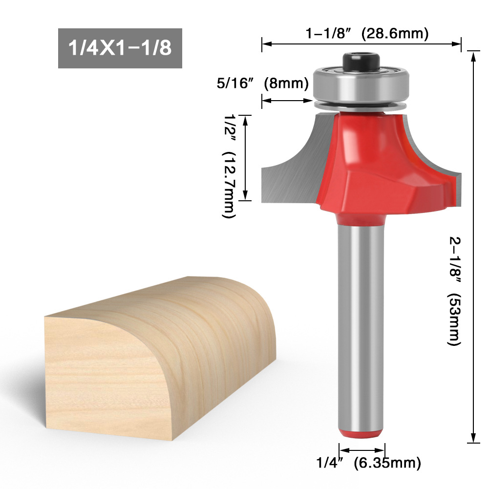 1/4 6mm Shank Corner Round Over Router Bit with BearingMilling Cutter for Wood Woodwork Tungsten Carbide Milling Cutter: 05