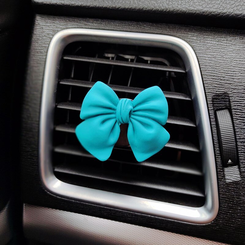 Cute Bow-knot Car Accessories Interior Woman Perfume Clip Car Air Freshener Air Vent Clip Cartoon Bow-knot Girls Decoration: Blue