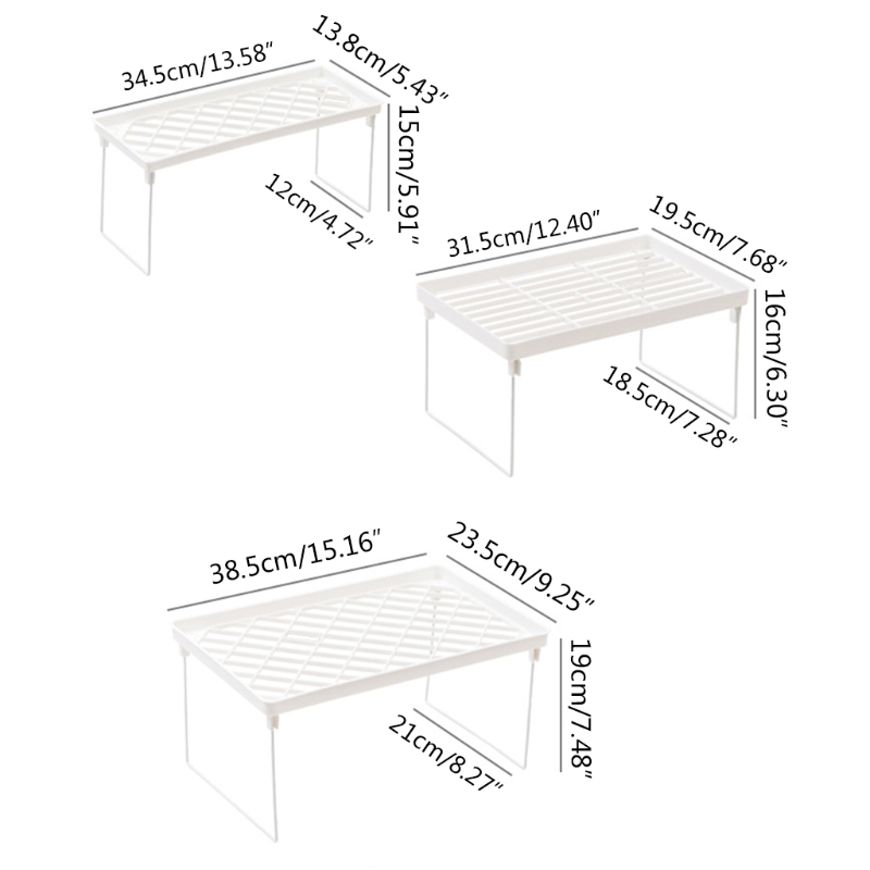 Desk Countertops Stackable Foldable Stand Rack White Wire Stacking Cabinet Shelf