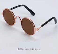Gafas de sol redondas Estilo Vintage para gato, lentes reflectantes para perros pequeños, accesorios para mascotas, productos para mascotas: Light brown