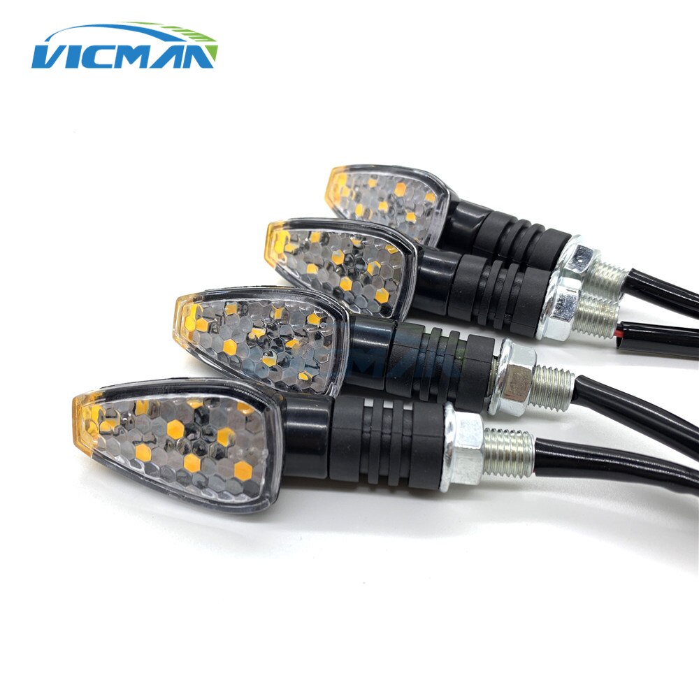 4 Stuks Motorcycle Universele Led Knipperlichten Korte Knipperlichten Indicator Oogkleppen Flashers Amber Kleur Accessoires
