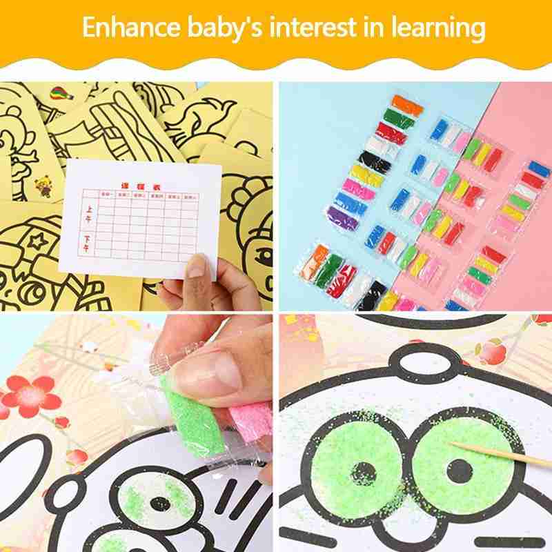 Diy Handmade Color Sand Painting Children Art Color Paper Painting Sand Picture Painting Crafts Graffiti N2H6