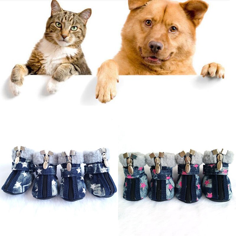 Pet Dog Boots Shoes for Chihuahua Winter Warm Snow Boots for Small Dogs Cats Anti Slip Zipper Casual Pet Shoes Puppy Sneakers