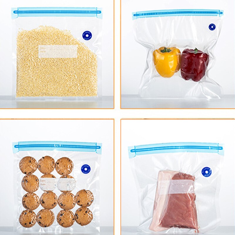 Transparent Sealed Storage Bags Vacuum Bag Food Organizer Reusable Freezer Bags Air Vacuum Compressed Bag Useful Kitchen Storage