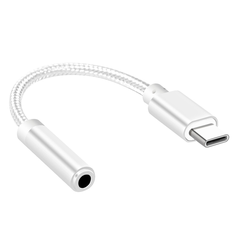 USB-C Type C Naar 3.5Mm Aux Audio Oplaadkabel Adapter Splitter Headphone Jack D: silver