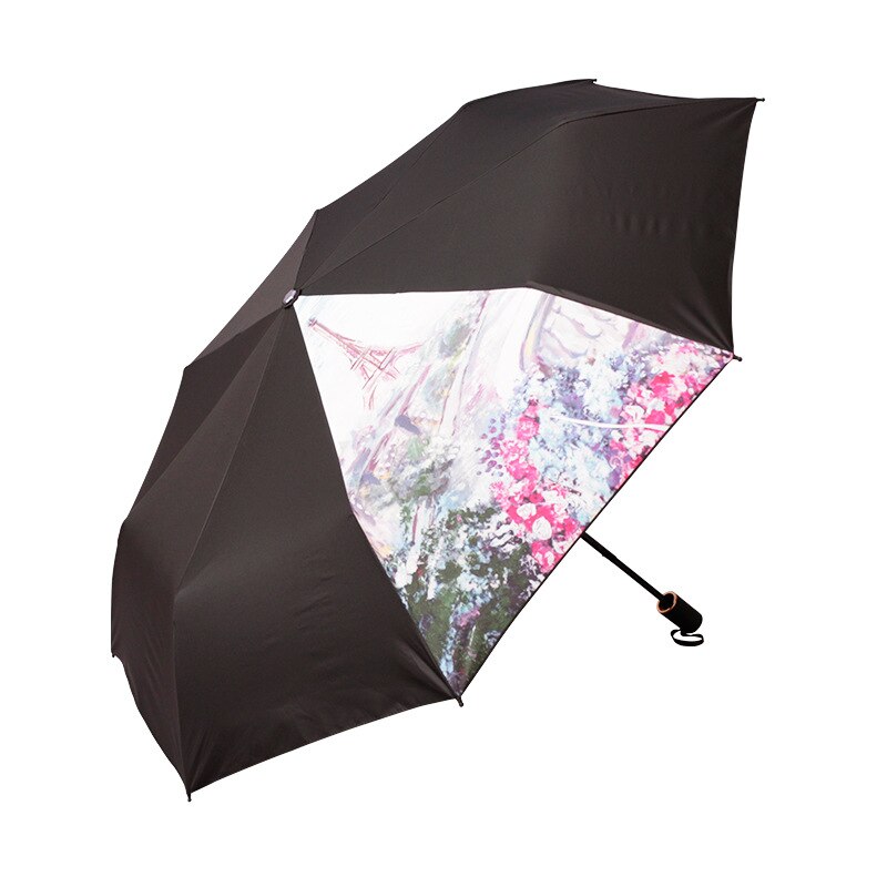 Sombrilla de vinilo plegable con pintura al óleo, sombrilla creativa con personalidad Original, sombrilla para lluvia soleada: Paris Eiffel Tower