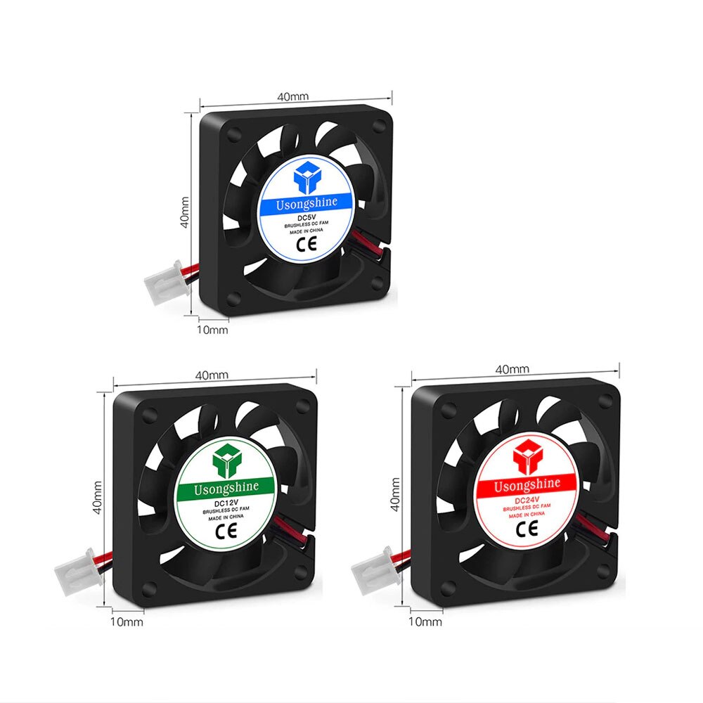 DC 5 V/12 V/24 V Computer-Lüfter, Lüfter 4010 (40 x 40 x 10 mm), Lüfter Volt, bürstenlose Lüfter für Kühlkörper, Kühler, Kühler oder 3D-Drucker