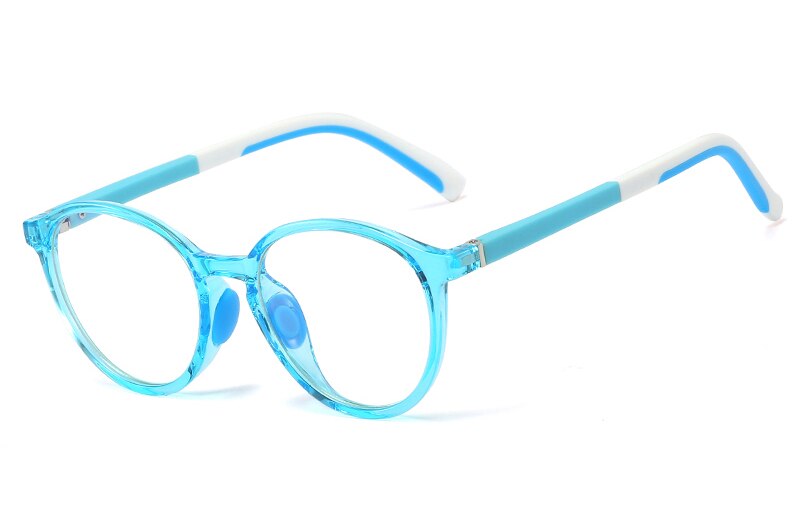 Peekaboo blue light blocking round frame glasses for kids girls boys tr90 transparent eyeglasses myopia accessories for students: blue with clear