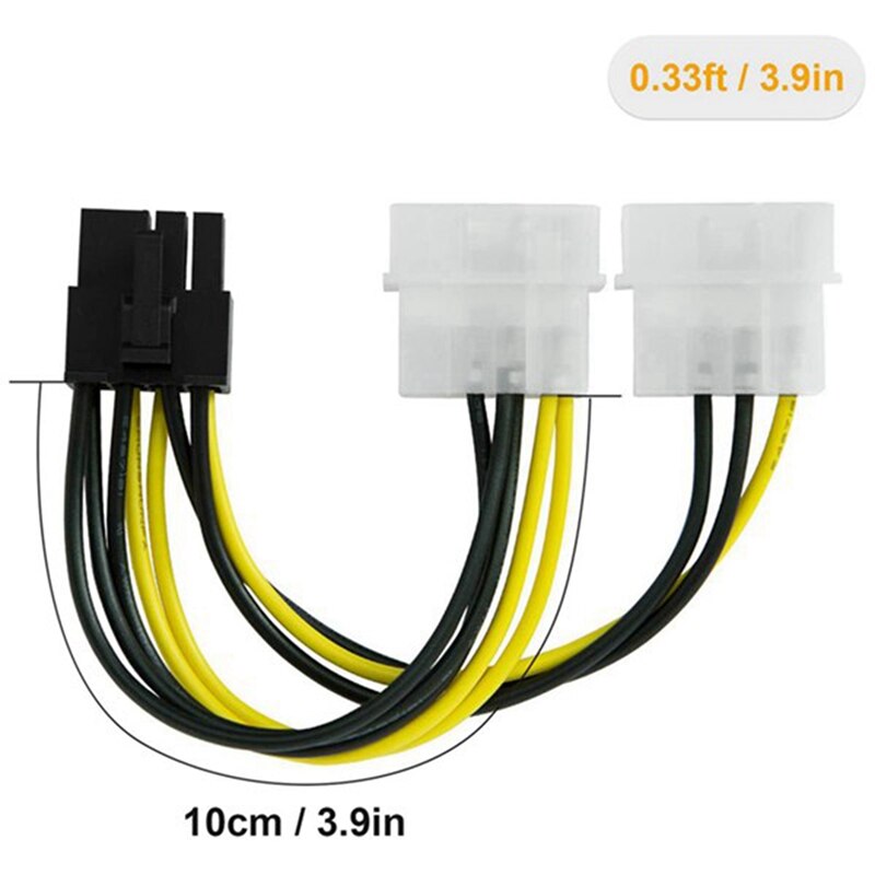 40Pcs 18cm 8Pin to Dual 4Pin Video Card Power Cord 180W Y Shape 8 Pin PCI Express to Dual 4 Pin Molex Graphics Card