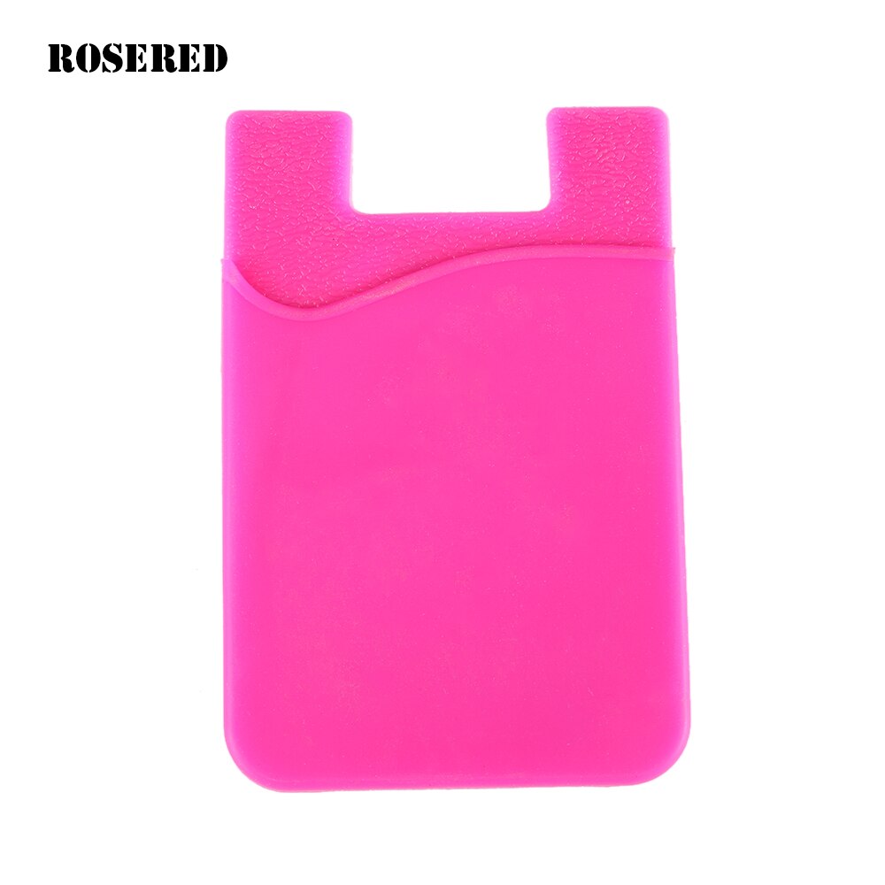 Elástico elástico Lycra adhesivo teléfono celular ID tarjeta de crédito titular mujeres hombres pegatina bolsillo cartera caso tarjeta titular se adapta a la mayoría del teléfono: rosered