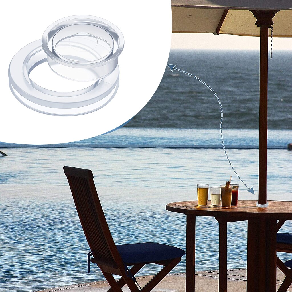 Juego de tapones y tapas de anillo de agujero más grueso para sombrilla, cristal para exterior, Patio, jardín, mesa de cubierta, 2 pulgadas, tamaño estándar transparente