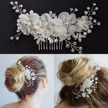 Horquillas para el pelo de cristal con flor de perla, peine lateral, tocado para de boda, dama de honor, novia, accesorios para el cabello