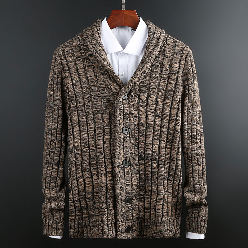 Cardigan Herre Strikket Tykk Slim Fit Vinter Koreansk Stil Casual DILEMO