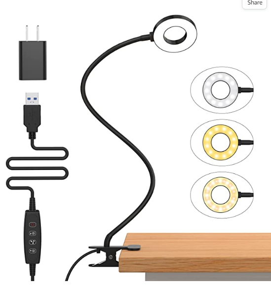 Flexibele zwanenhals ronde boeklamp Nachtlampje Boeklicht LED-leeslamp met klem 3 kleuren 23 led-kralen: Blue