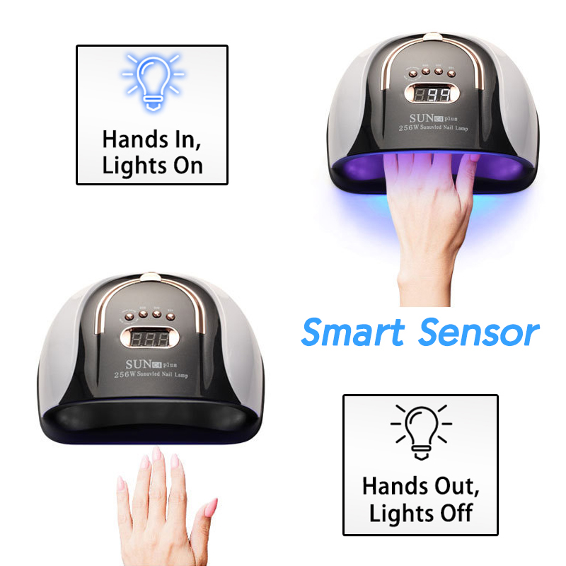 SUNC4 Plus-Lámpara LED para secado de uñas, 256/72W, 57/36 LED, UV, para esmalte de Gel, temporizador de 10/30/60/99S, herramienta de manicura con Sensor automático