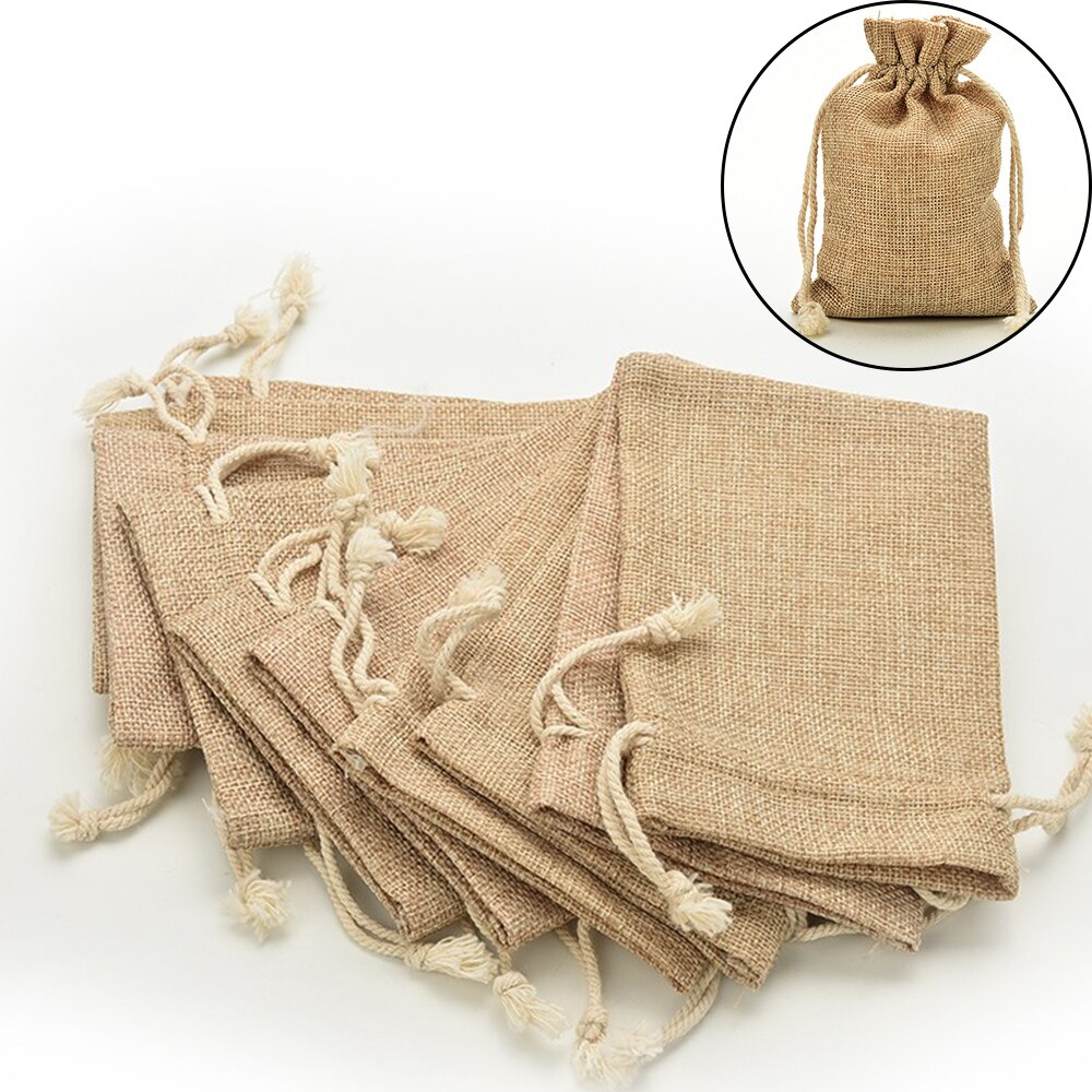 Linnen Jute Koord Bags Jute Zakken Sacks Party Gunsten Verpakking Bag Wedding Candy Bags Feestartikelen