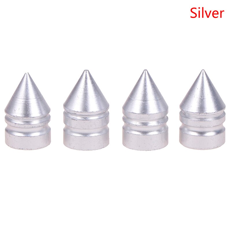 4 stuks aluminium banden, stuurpendoppen, spikes, wieldoppen, stofdichte aluminium ventieldop: Zilver