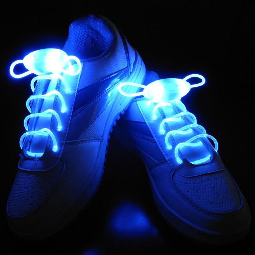Tira de zapatos con luces LED para decoración de discoteca, tira luminosa con Flash redondo de colores, sin cordones, para perezosos: Azul