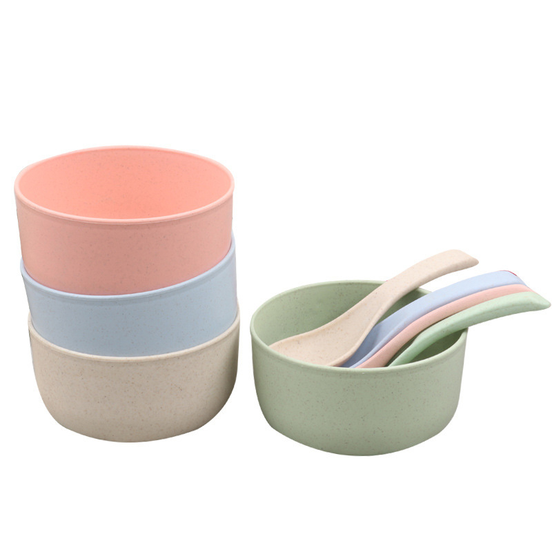Conjunto de talheres de alimentação para bebês, eco-friendly, tigela infantil, pratos com colher, cor sólida, material de jantar mbg0467