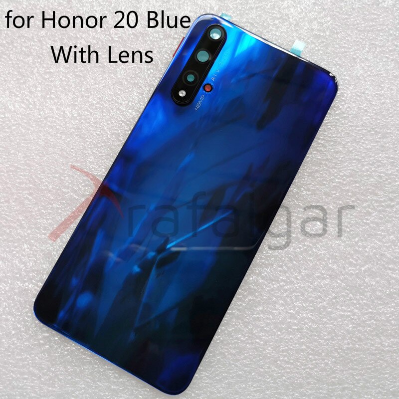 Per Huawei Honor 20 Della Copertura Posteriore Della Batteria Honor 20S 10i 20i del Pannello Di Vetro Posteriore del Portello Custodia Honor 20 pro Della Copertura Posteriore + Obiettivo Della Fotocamera: for Honor 20 Blue