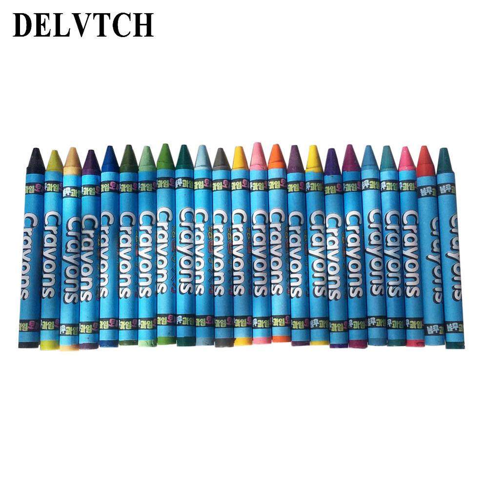 DELVTCH-Juego de 24 colores de lápiz de cera, lápices de colores, pasteles de grafiti al óleo, pintura para niños, suministros de papelería para dibujar,: Blue