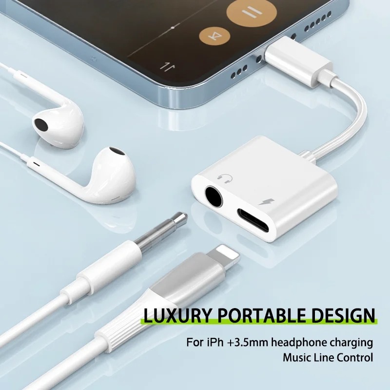 8-pinowy do 3,5 mm gniazdo słuchawkowe ładowarka rozdzielacz konwerter audio OTG adapter do iPhone 15 14 13 12 11 Pro Aux Jack słuchawki