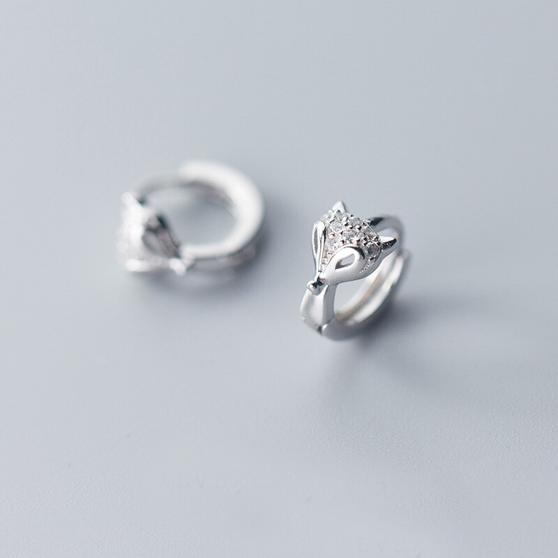 MloveAcc Vendita Calda 925 Sterling Silver Animal Fox Orecchini A Cerchio per Le Donne di Fidanzamento di Cerimonia Nuziale Gioelleria Raffinata E Alla Moda