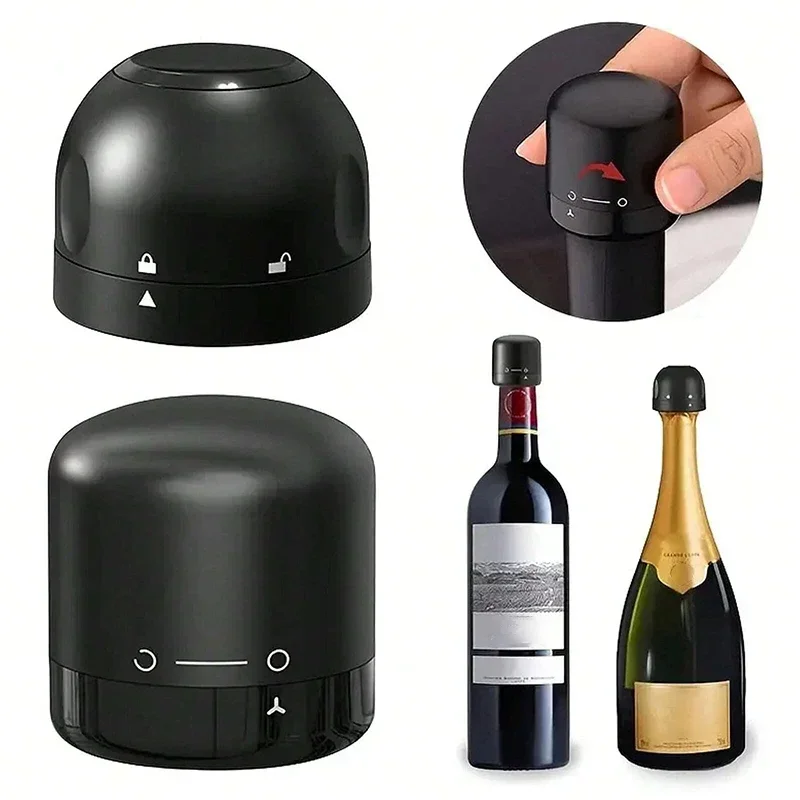 1 pz Nero Cucina Domestica Sigillatura Bottiglie di Vino Rosso Tappi Mini Conservazione Spin A Prova di Perdite Vino Champagne Tappi Tappo