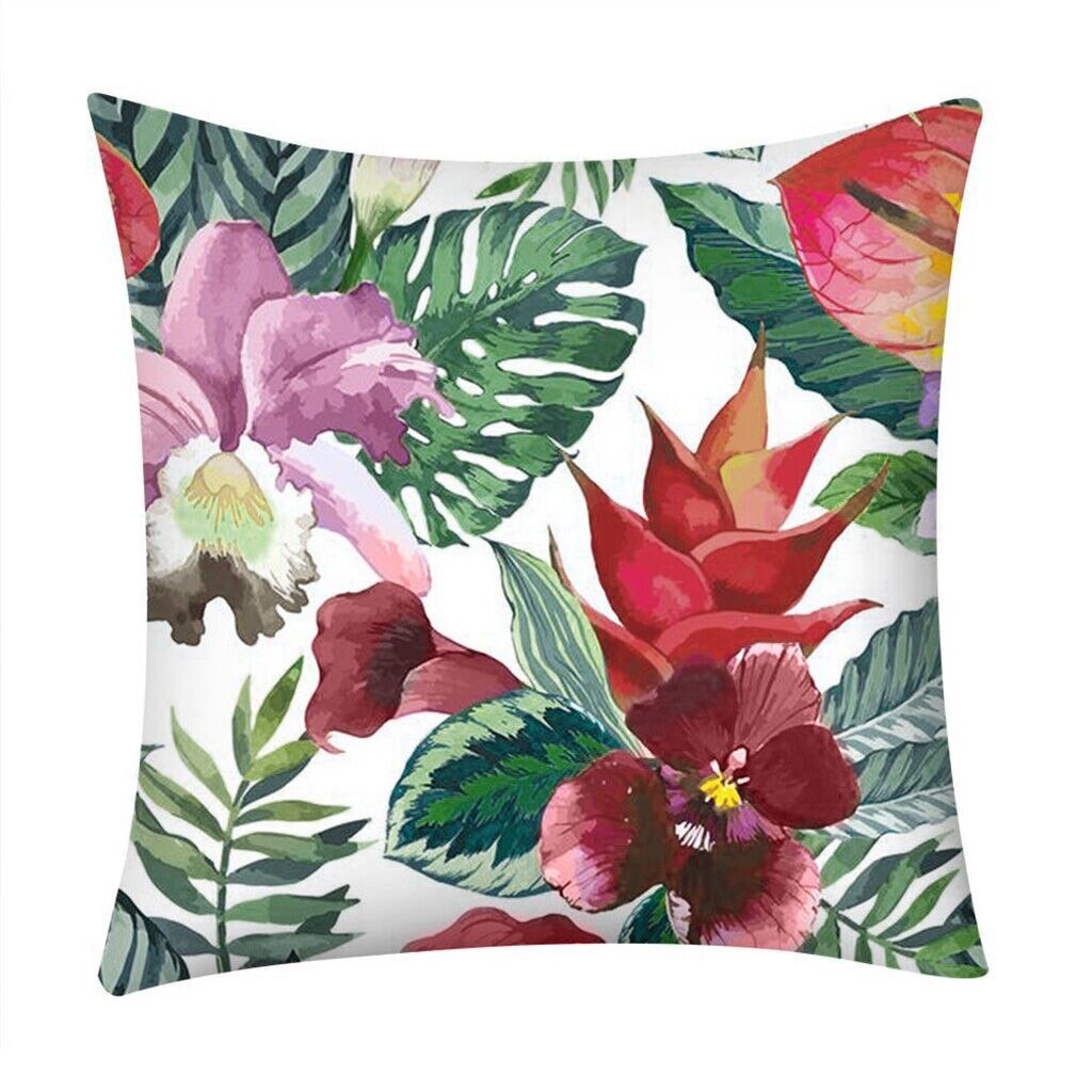 Plant Bloem Afdrukken Kussensloop Kamer Decoratie Accessoires Polyester Sofa Auto Kussenhoes Home Decor Decoratieve Kussenslopen: A
