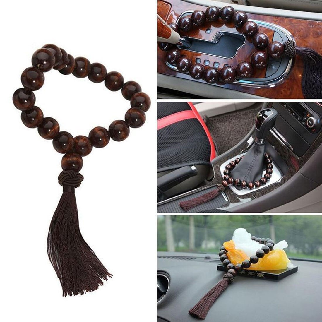 Auto versnellingspook houten boeddha kralen auto decoratie voor hyundai creta  ix25 sonata lf tucson