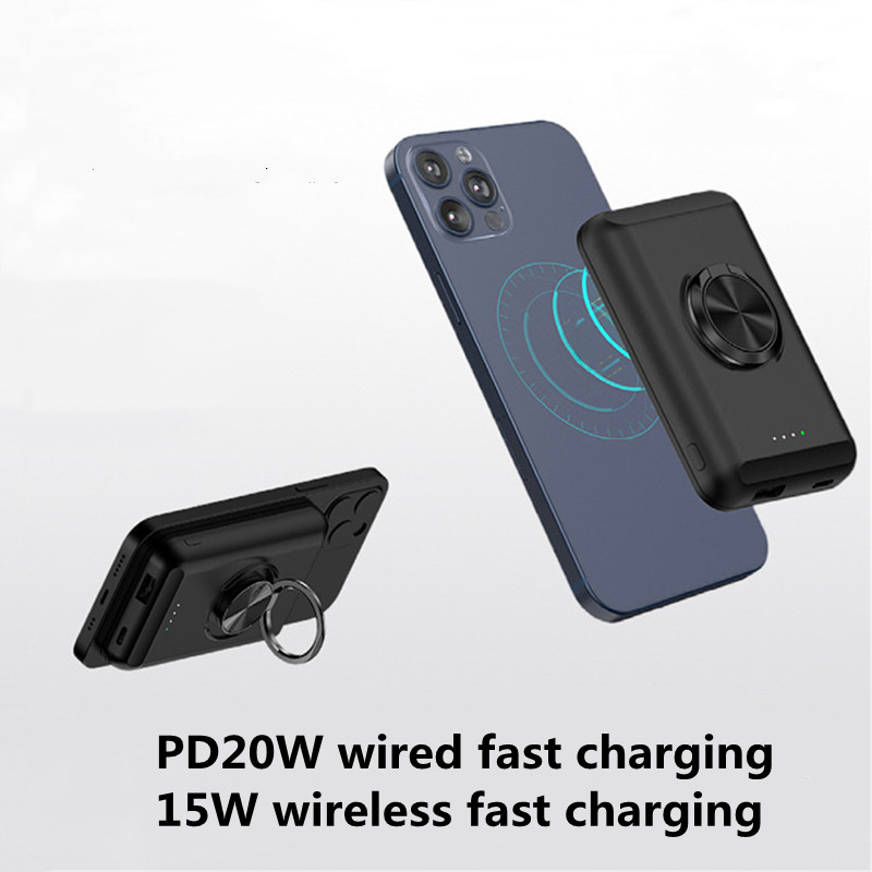 Power Bank magnetico 5000mAh staffa ad anello per Apple iPhone 13 Xiaomi Huawei Samsung 15W caricabatterie Wireless portatile a ricarica rapida