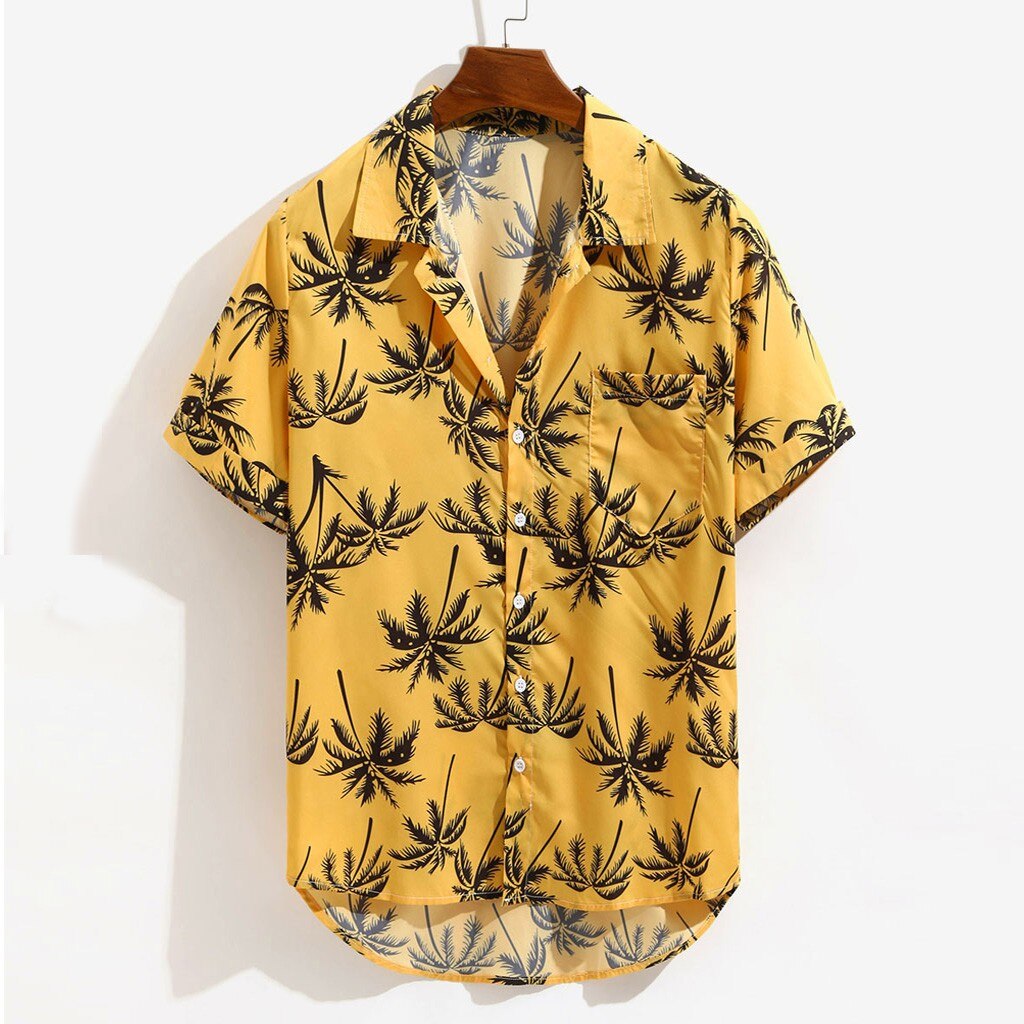 Men Shirt Printed Hawaiian Loose Beachwear Short Sleeve Casual Buttons Shirt Casual Shirt 3.21